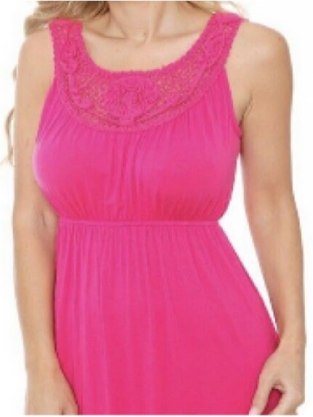 NWT White Mark - Maxi Dress in Dark Pink with Crochet Yoke (size M)